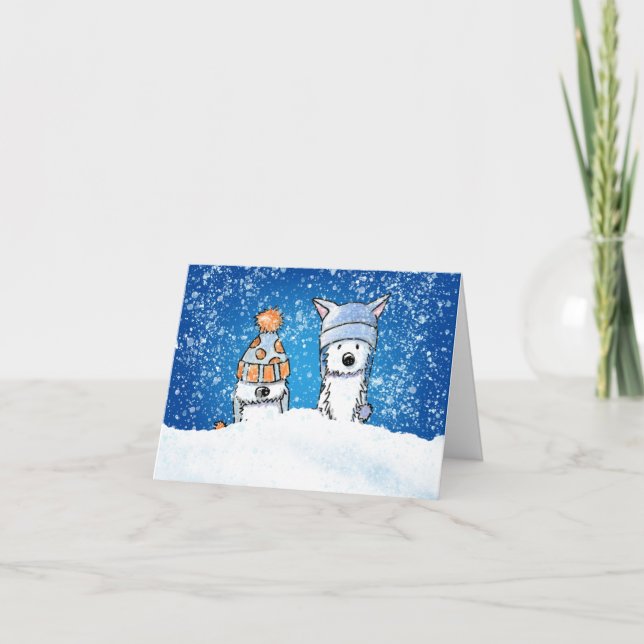 KiniArt Winter Westie Duo-kort Kort (Framsida)
