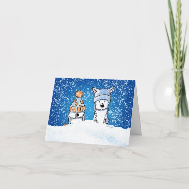 KiniArt Winter Westie Duo-kort Kort (Framsida)