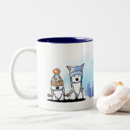 KiniArt Winter Westie Terriers Två-Tonad Mugg