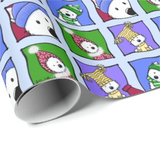 KiniArt Winter Westies Wrapping Papper Presentpapper