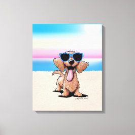 KiniArt Wirehsted Dachshund Hund Beach Canvastryck