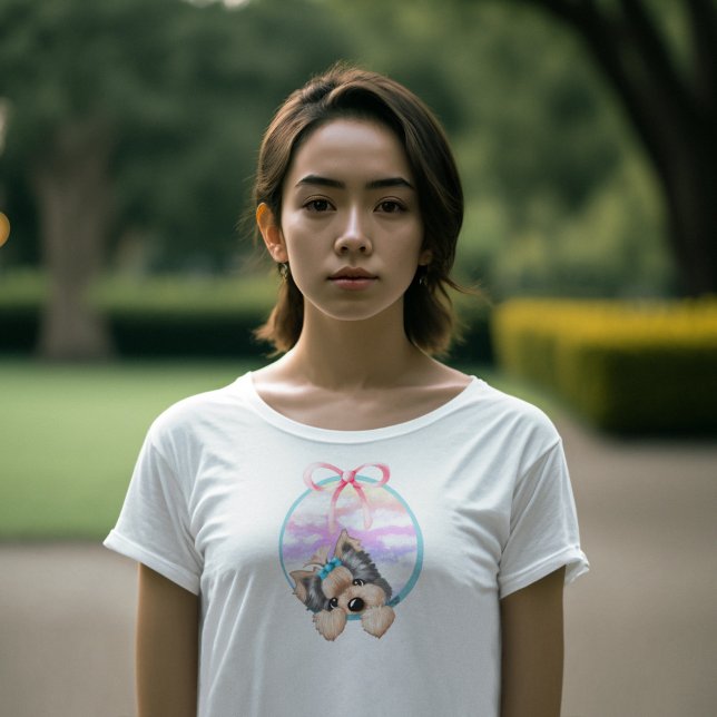 KiniArt Yorkie Coquette Design T Shirt (KiniArt™️ Yorkie coquette design t-shirt)