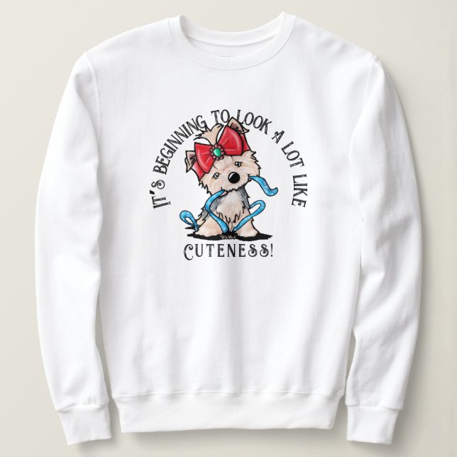 KiniArt Yorkie Terrier-julsötskjorta T Shirt (Design framsida)