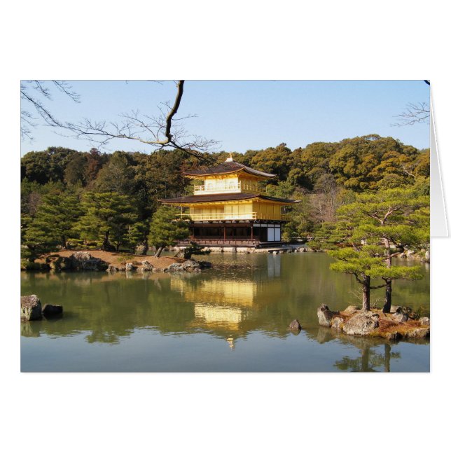 Kinkaku-ji 金 閣寺 Golden Pavilion-kortet Hälsningskort (Framsidan Horizontal)