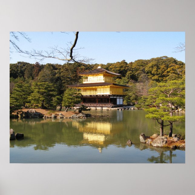 Kinkaku-ji 金 閣 Golden Pavilions 寺 Poster (Framsidan)