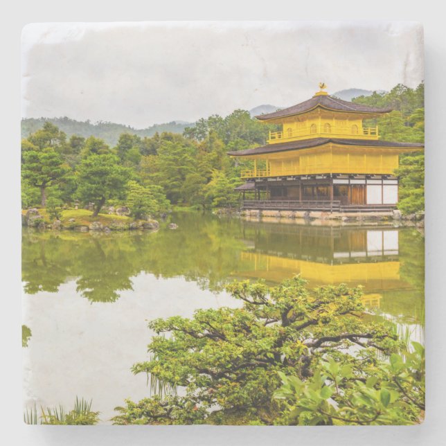 Kinkaku-ji eller Golden Pavilion och Pond, Kyoto Stenunderlägg (Framsidan)