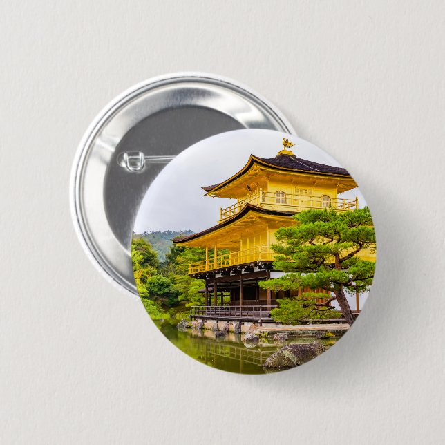 Kinkaku-ji, guldpajon, Kyoto Knapp (Framsida & baksida)