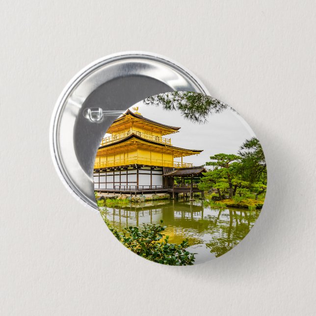 Kinkaku-ji, guldpajon, Kyoto Knapp (Framsida & baksida)