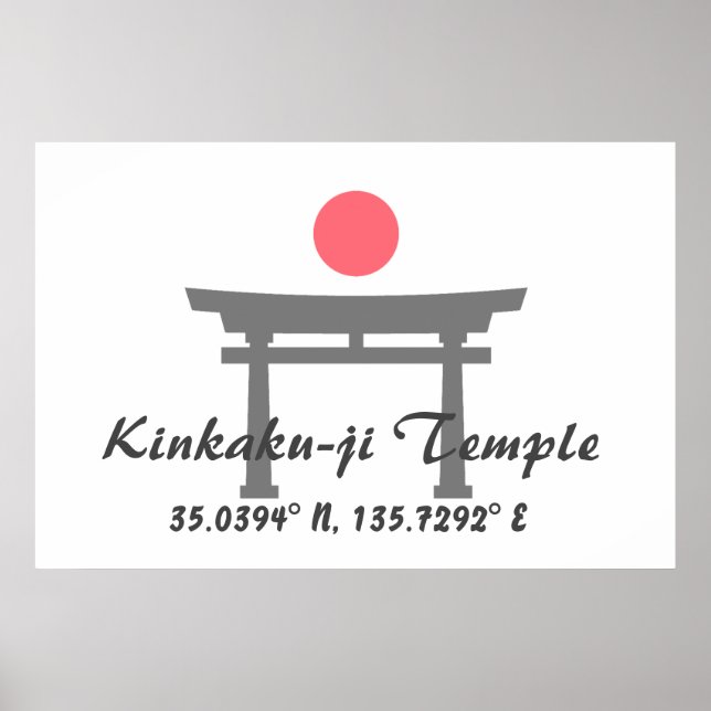 Kinkaku-ji Temple Latitude Longitud Poster (Framsidan)