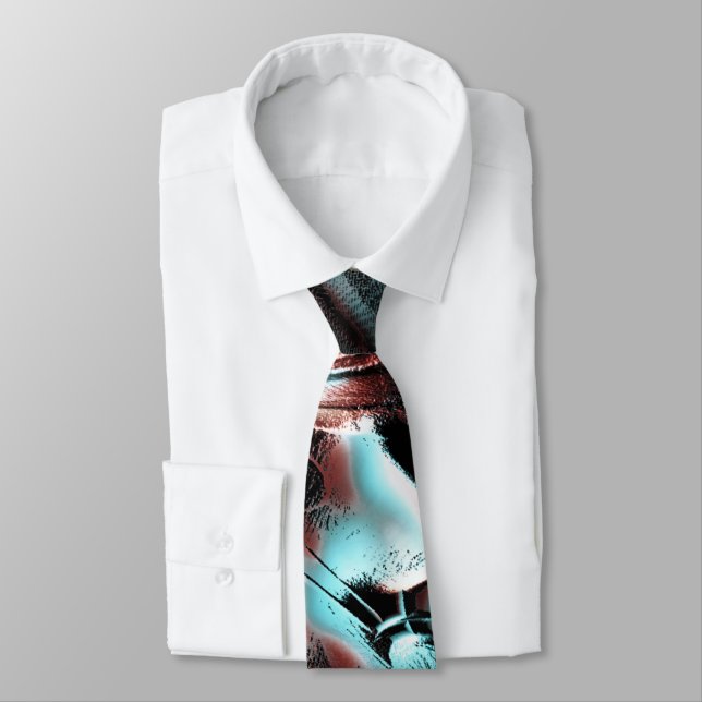 kinkat brunt rött till blått pixelöverdraget struk slips (Bunden)