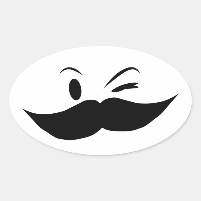 Kinky Mustache Ovalt Klistermärke (Framsida)
