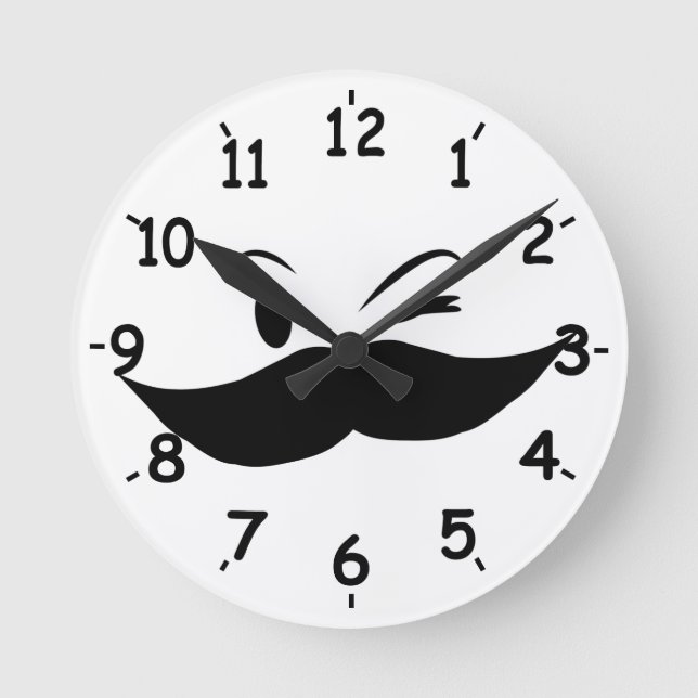 Kinky Mustache Rund Klocka (Framsida)
