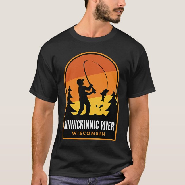 Kinnickinnic River Wisconsin Fiske T Shirt (Framsida)