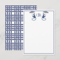 Kinoiserie-apor, monogrammed-kort