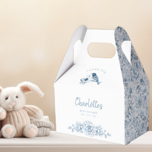 Kinoiserie Baby Shower Favor Box - Blue Blommigt B Presentaskar