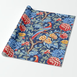 Kinoiserie Birds Blommigt Painting Presentpapper