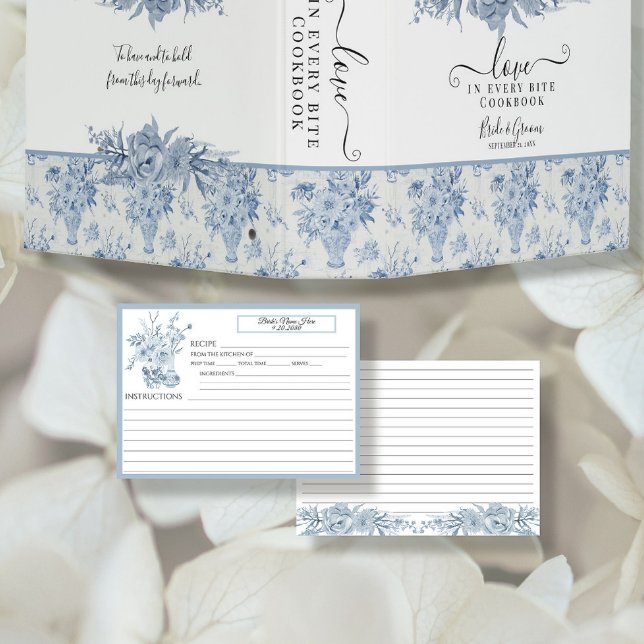 Kinoiserie Blommigt Blue and White Möhippa Recipe Inbjudningar (Skapare uppladdad)