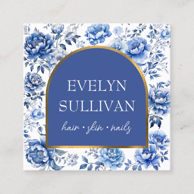 Kinoiserie-blommor Fyrkantigt Visitkort (Framsida)