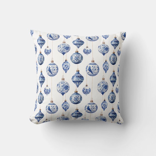 Kinoiserie Blue and White jul Ornaments Kudde (Framsida)