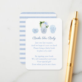 Kinoiserie Blue Blommigt Baby Bibliotek Bok Shower Tilläggskort