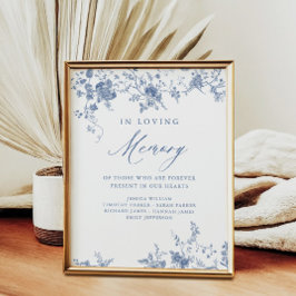 Kinoiserie Blue Blommigt Bröllop Loving Memory Sig Poster