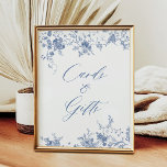 Kinoiserie Blue Blommigt Cards and Gifts Sign Poster<br><div class="desc">Chinoiserie Blue Blommigt Bröllopskort och presentkort</div>