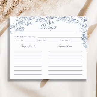 Kinoiserie Blue Blommigt Möhippa Recept Card