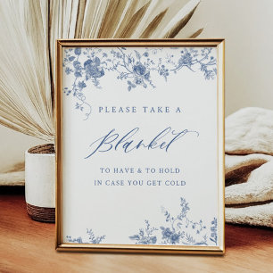 Kinoiserie Blue-Blommigt Ta ett Blankettecken Poster