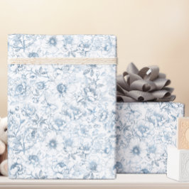 Kinoiserie Blue Blommigt Wrapping Papper Presentpapper