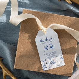 Kinoiserie Blue Elegant Blommigt Wedding Favor Presentetikett