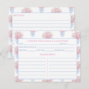 Kinoiserie Blue & Rosa Möhippa Recept Card Inbjudningar