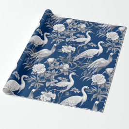 Kinoiserie Blue White Birds Painting Presentpapper