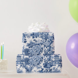 Kinoiserie Blue White Blommigt Painting Presentpapper