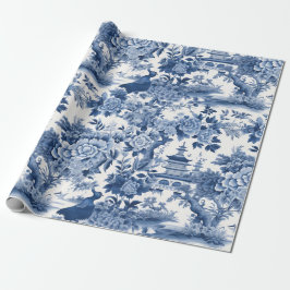 Kinoiserie Blue White Blommigt Painting Presentpapper