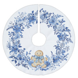 Kinoiserie Blue White Blommigt Pepparkaksgubbe Julgransmatta Borstad Polyester