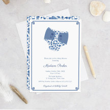Kinoiserie Blue & White Diaper Wipes Baby Shower