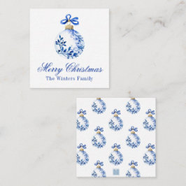Kinoiserie Blue & White jul Ornament Gift Anteckningskort