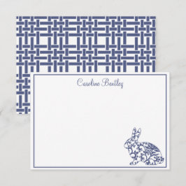 Kinoiserie Bunny Rabbit Personlig Note Cards Tack Kort