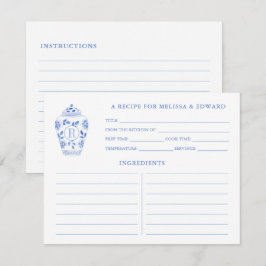 Kinoiserie Chic Blue White Monogram Recept Card Inbjudningar
