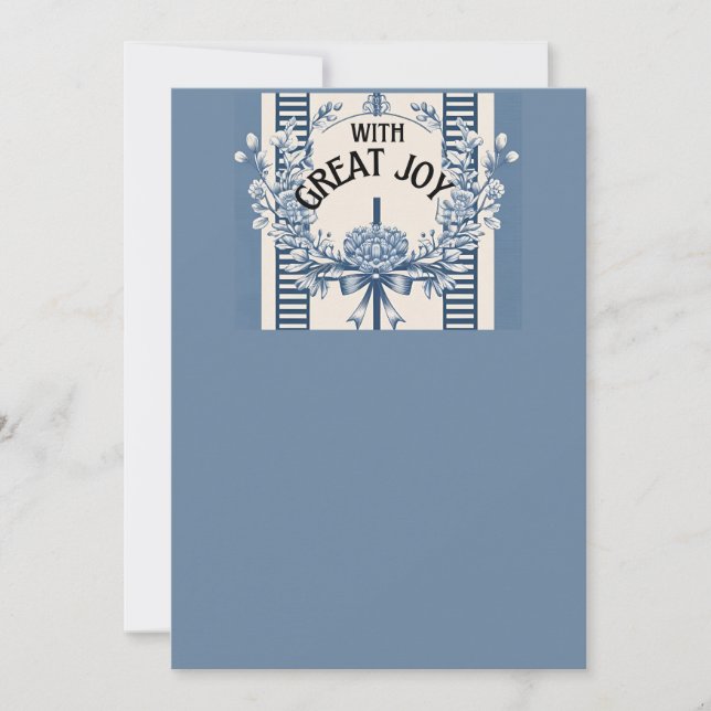 Kinoiserie Chic bröllopsinbjudan | Blå Blommigt Inbjudningar (Framsida)