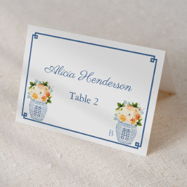 Kinoiserie Chic Fall Flowers Bröllop-platskort Bordsnummer