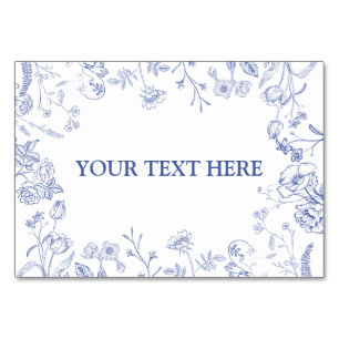 Kinoiserie Fransk Blue Victorian Food Place Card Bordsnummer