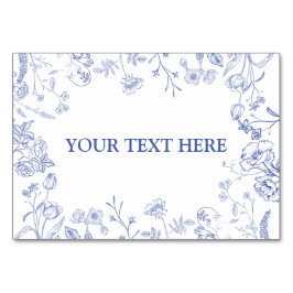 Kinoiserie Fransk Blue Victorian Food Place Card Bordsnummer