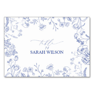 Kinoiserie Fransk Blue Victorian Place Card Bordsnummer