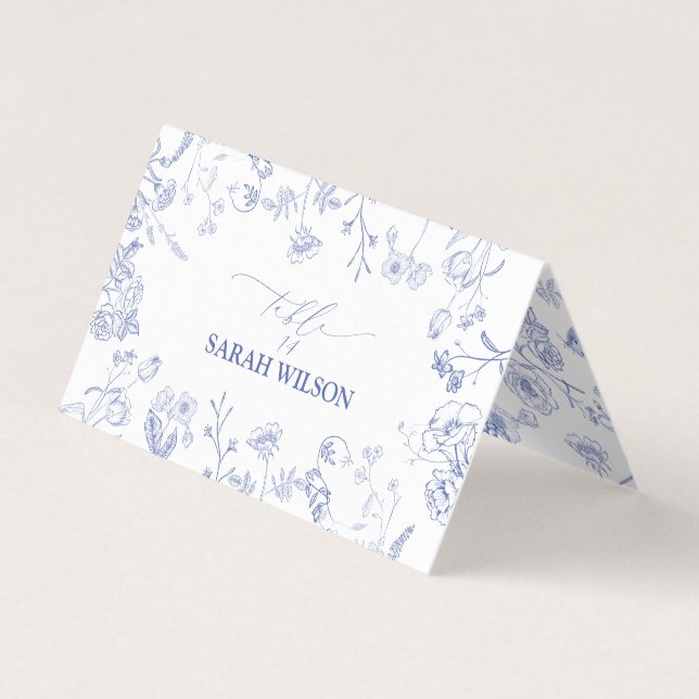 Kinoiserie Fransk Blue Victorian Place Card Kort (Framsida)