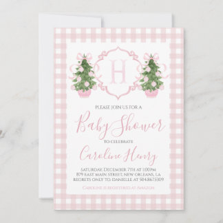 Kinoiserie-julens Rosa Preppy Baby Shower Inbjudningar