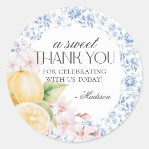 Kinoiserie Lemon Tea Party Blommigt Favor Sticker Runt Klistermärke