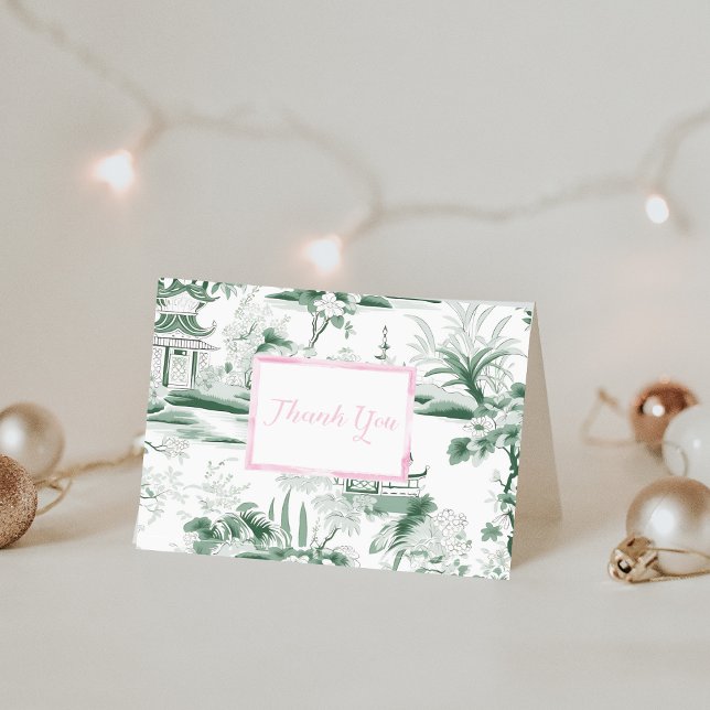 Kinoiserie-mappat kort för tack Grönt (Skapare uppladdad)