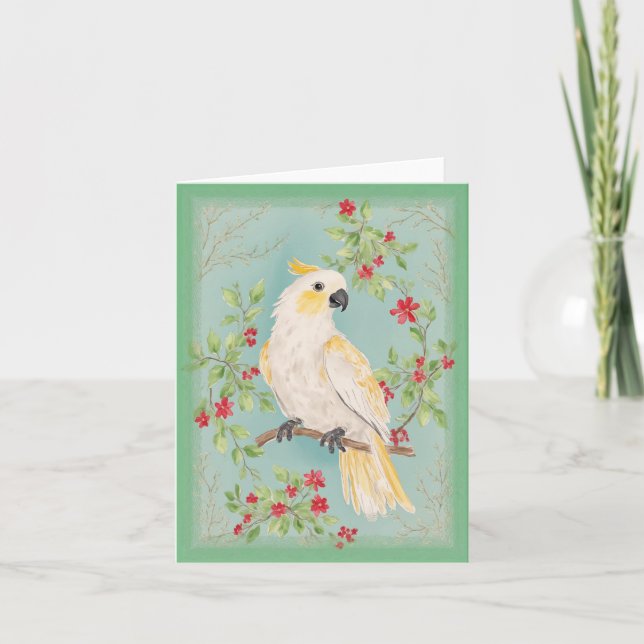 Kinoiserie Stil Cockatoo Painting Stationery Kort (Framsida)