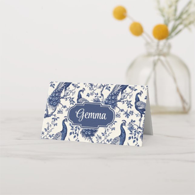 Kinoiserie Stil Peacock-tema - mappade ortskort Placeringskort (Framsida)